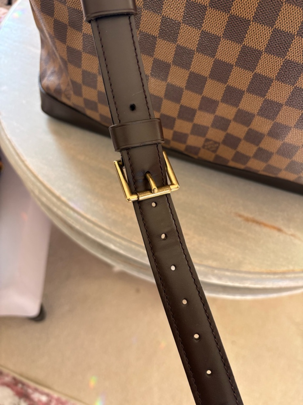 Louis Vuitton Brown Damier Canvas Travel Weekend Bag with Dark Trim - Picture 8 of 16